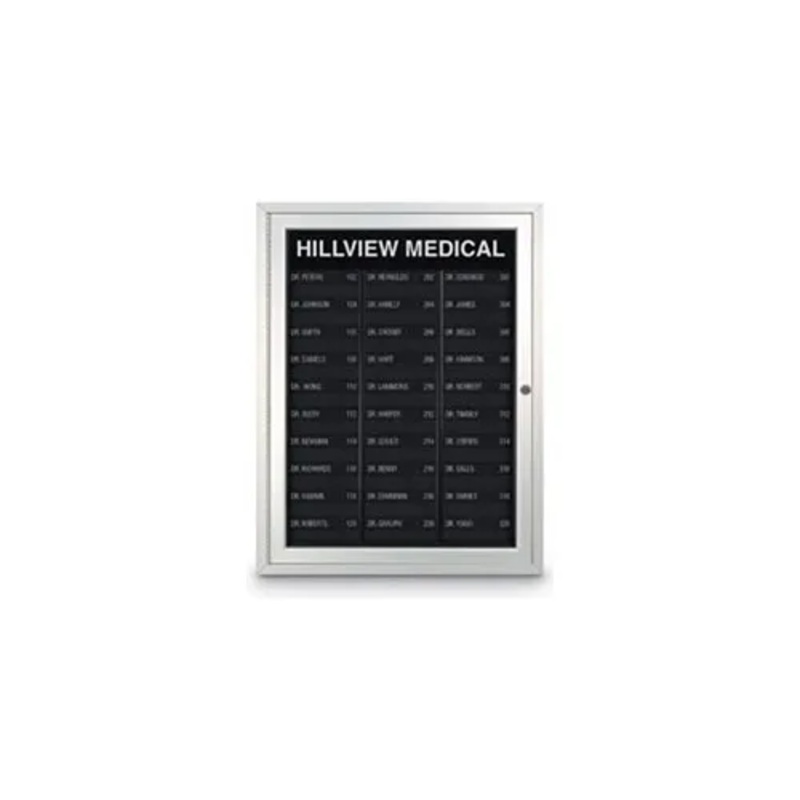 United Visual Products 19″W x 22-1/2″H 2-Column AD Type Letter Board with Satin Frame