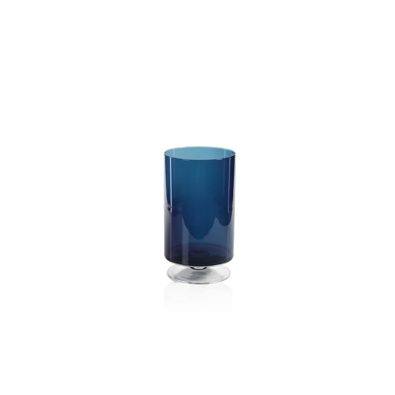 “Algarve” 13.5″ Tall Hurricane on Footed Base, Midnight Blue – Contemporary – Candleholders – by Zodax