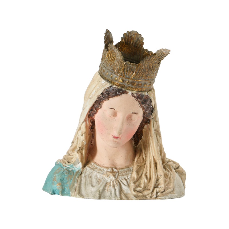 Hand-Painted Magnesia Vintage Reproduction Virgin Mary Bust With Removable Crown – Traditional – Decorative Objects And Figurines – by Olive Grove