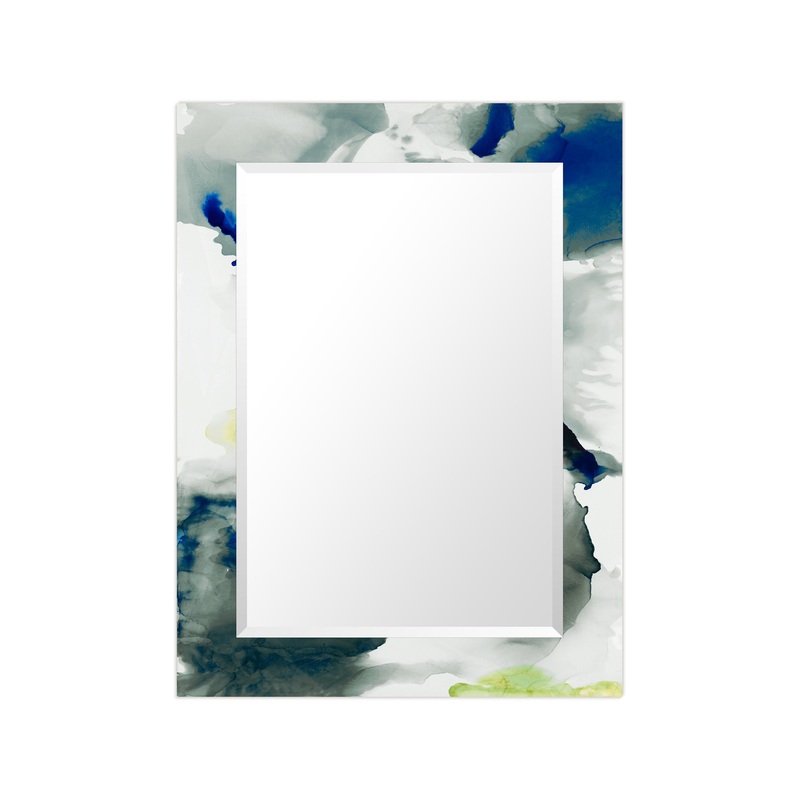“Ephemeral” Beveled Mirror on Printed Abstarct Tempered Art Glass, 40×30″ – Contemporary – Wall Mirrors – by Empire Art Direct