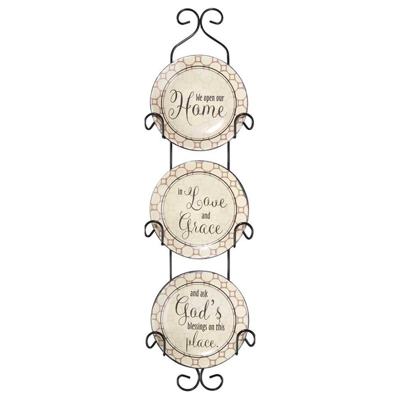 “We Open Our Home”, Plate Set With Wire Rack – Traditional – Decorative Plates – by New and Exciting Dicksons and Jozie B.