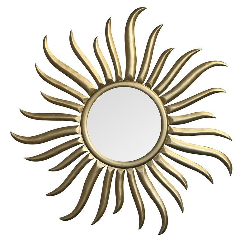 DecorShore Roi Soleil Hand-Carved and Gilded Wood Sun Wall Mirror – Contemporary – Wall Mirrors – by DecorShore