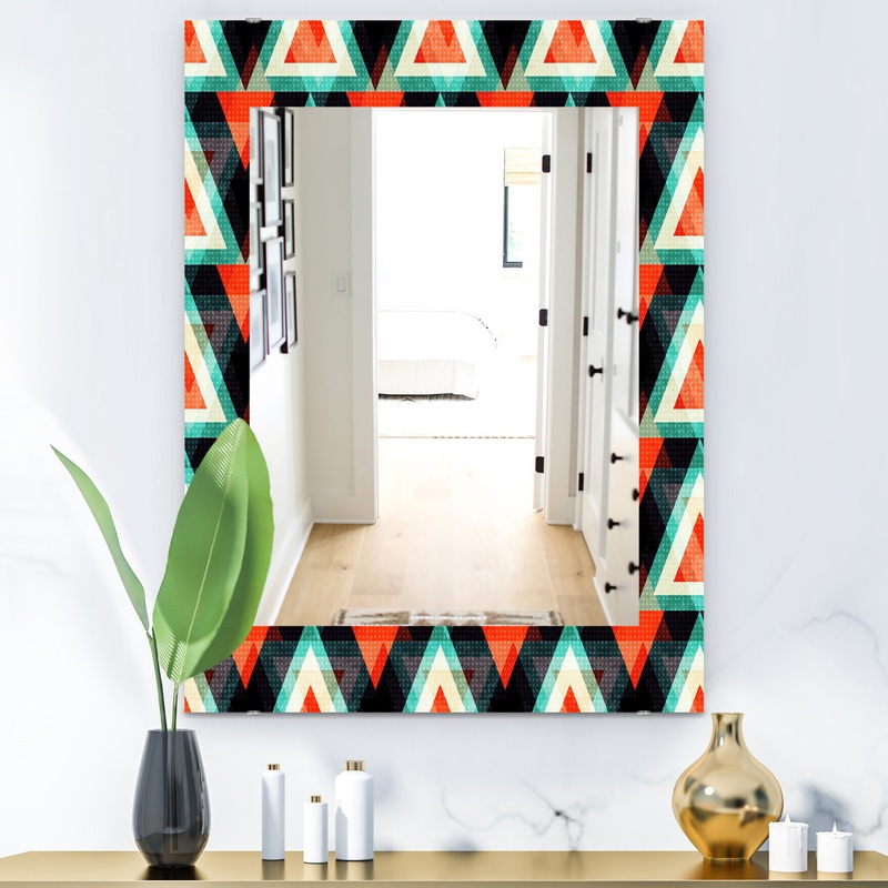 Designart Colored Polygons Modern Frameless Wall Mirror, 24×32 – Contemporary – Wall Mirrors – by Design Art USA