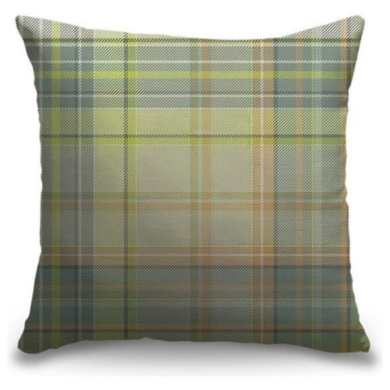 “Light Green and Blue Madras Plaid” Pillow, 20″ x 20″ – Farmhouse – Decorative Pillows – by Great Big Canvas