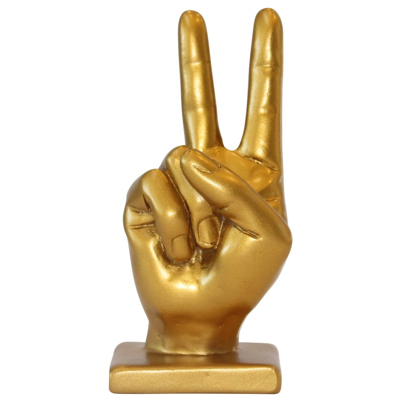 Peace Sign hand sculpture choco color – Contemporary – Decorative Objects And Figurines – by eladitems