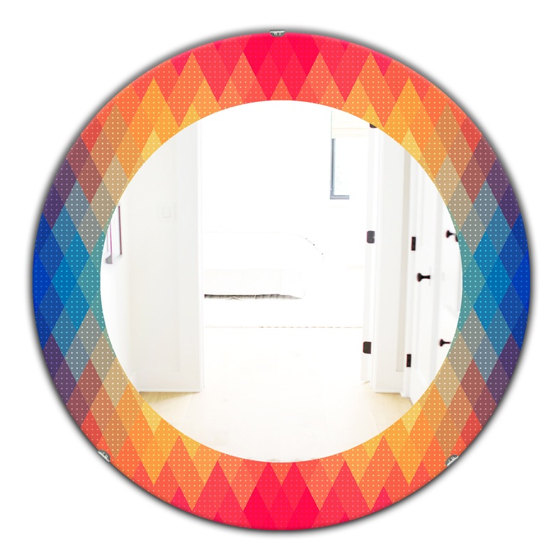 Designart Colorful Geometric Pattern Frameless Oval Or Round Wall Mirror, 32×32 – Contemporary – Wall Mirrors – by Design Art USA