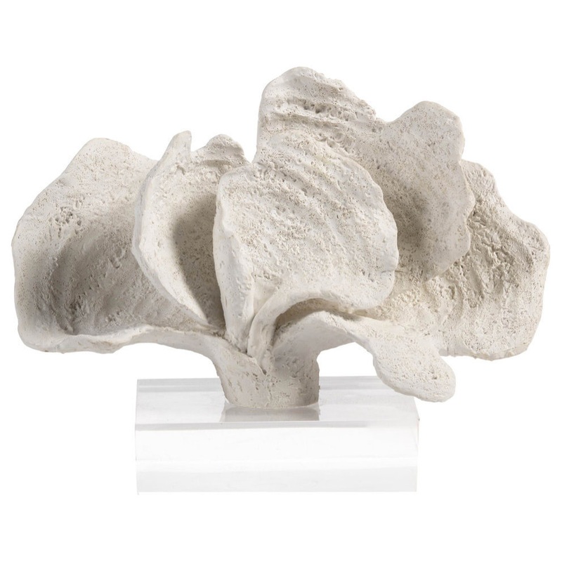 “Kai” 7″ Tall Coral Sculpture, Acrylic Base – Beach Style – Decorative Objects And Figurines – by Zodax