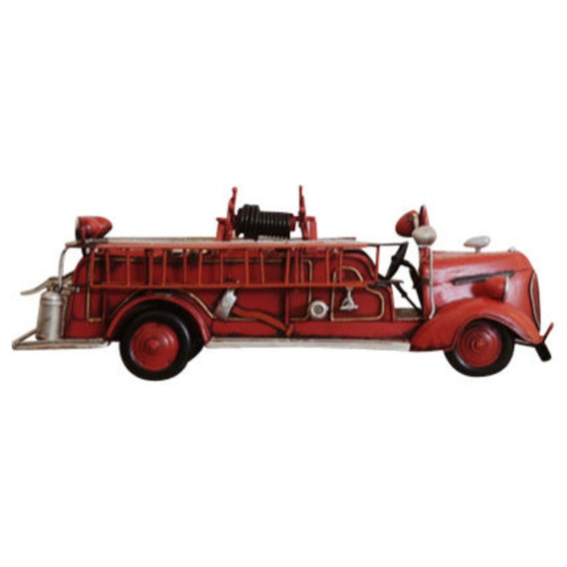 1938 Red Fire Engine Ford 1:40 Iron Vintage Model – Industrial – Decorative Objects And Figurines – by Old Modern Handicrafts, Inc.