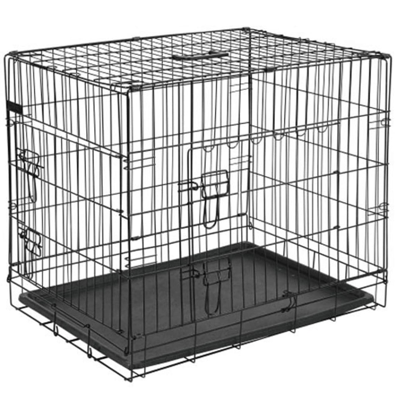 @Pet Dog Transport Crate Metal 77.5×48.5×55.5 cm Black 15002
